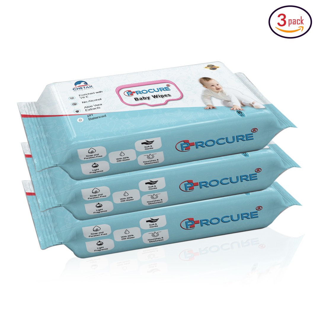 Baby Wipes 80's With Lid - 3's Pack